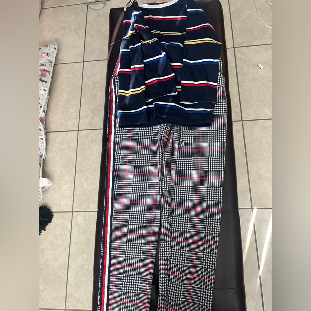 Striped Sweater and Plaid Pants SetTommy Hilfiger